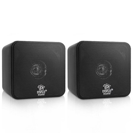 Pyle 4'' 200 Watt Black Mini Cube Bookshelf Speaker In Black(Pair) PCB4BK